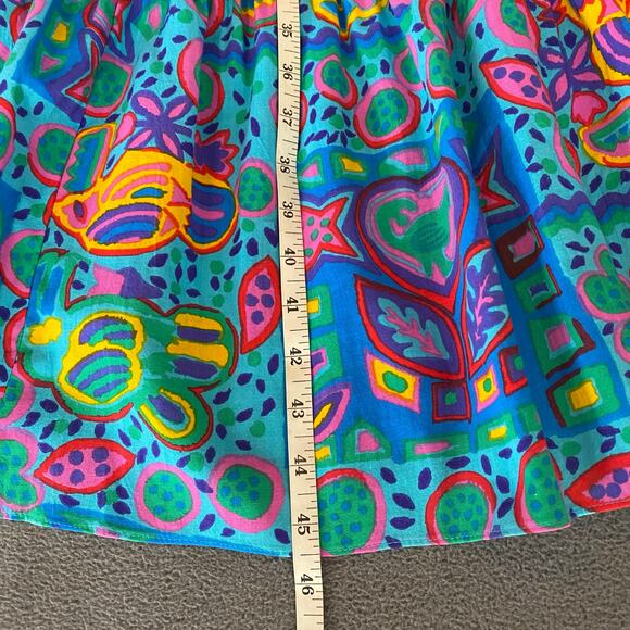 Vtg 80s 90s Two Potato Laguna Beach Artsy Midi Tiered Muumuu Dress XS Cotton NOS - Picture 12 of 16